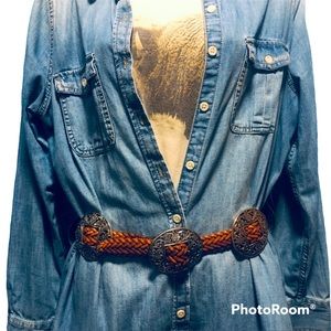 Braided leather concho belt